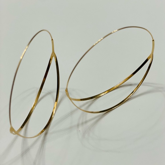 Lana Jewelry 14K yellow Gold Flirt Split hoops 3" long - Picture 5 of 16
